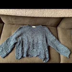Women’s cropped fuzzy blue sweater